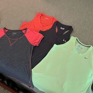 4 Workout Tops in Refreshing Colors! 2 Reebok, 1 Under Armour, 1 Nike